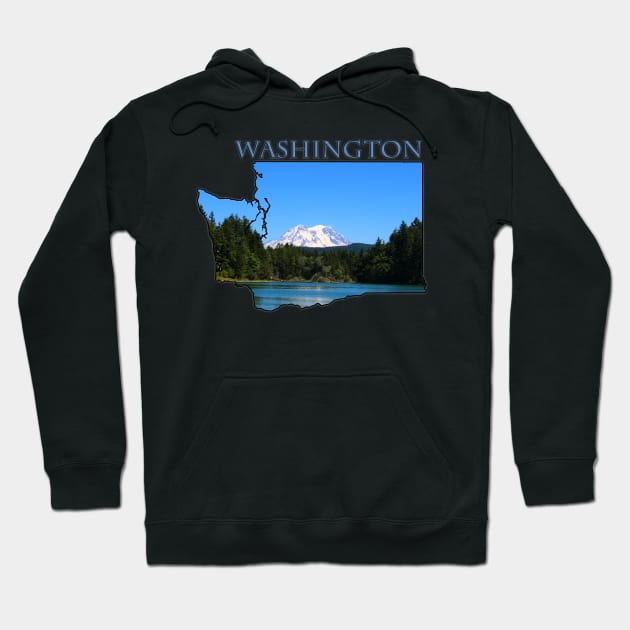 Washington State Outline (Mt. Rainier) Hoodie by gorff